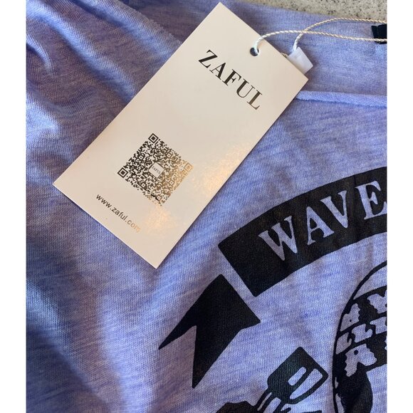 ZAFUL Blue + Black Skull Print Braided Shredded Cap Sleeve T-Shirt NWT Size XXL - Picture 5 of 8